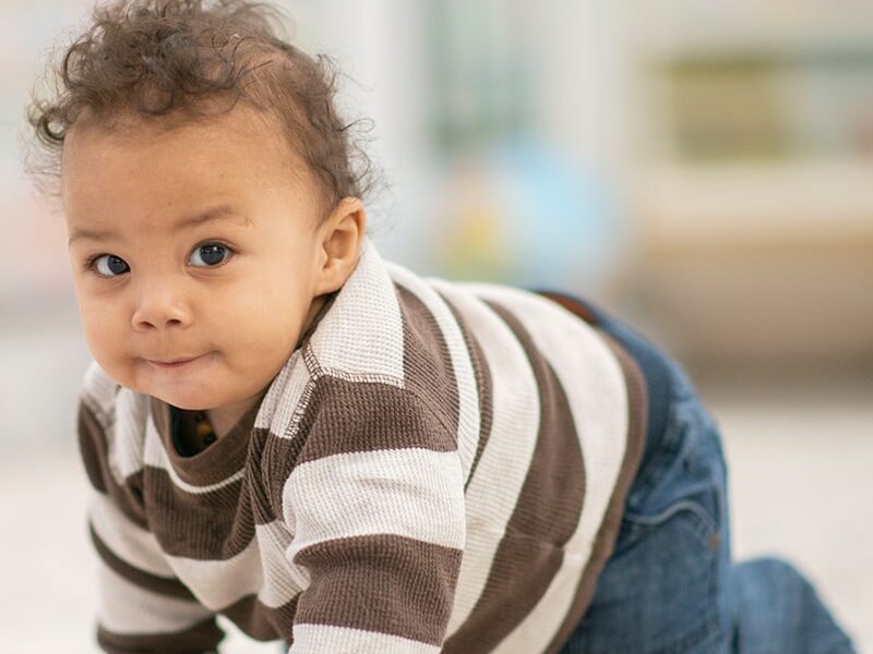 Child starting to crawl