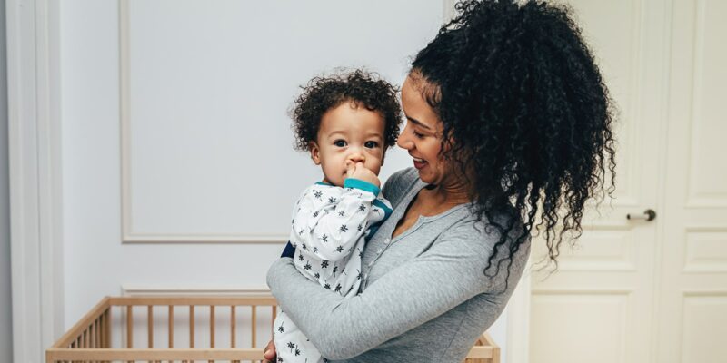 Mother holding child