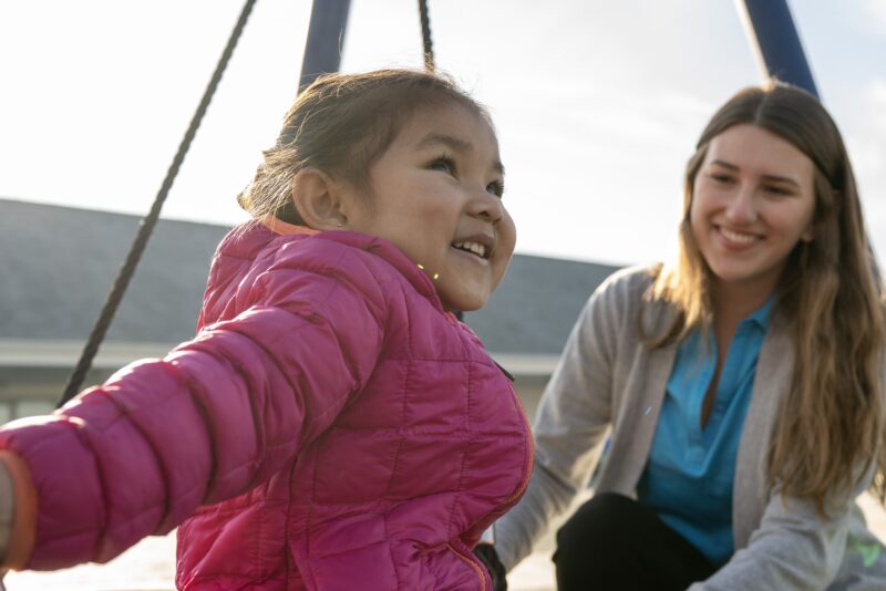 Child swinging on a swing